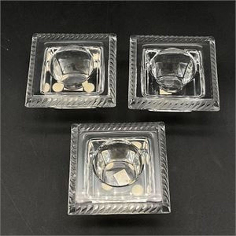 Lalique France Sophie Art Deco Crystal Single Candle Holders Set of 3